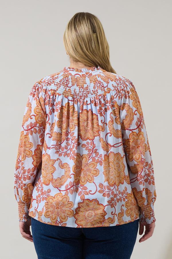 Sugarlips Siany Floral Debory Smocked Top Curve