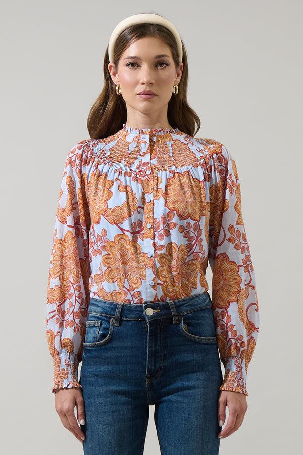 sugarlips Siany Floral Debory Smocked Top