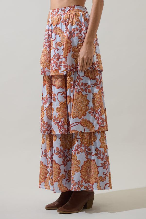 Sugarlips Siany Floral Tonia Tiered Maxi Skirt