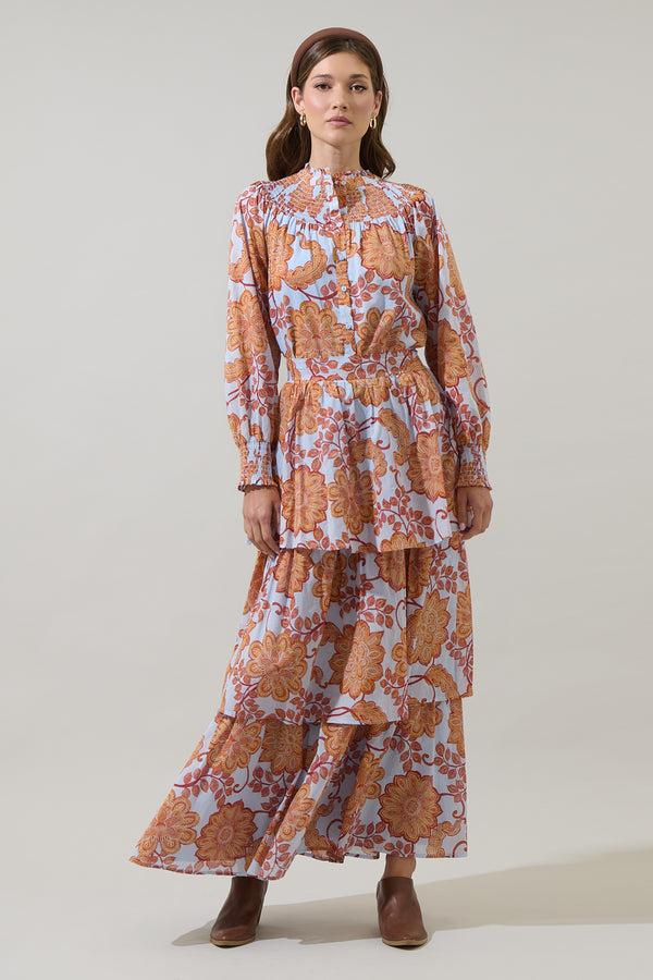 Sugarlips Siany Floral Tonia Tiered Maxi Skirt