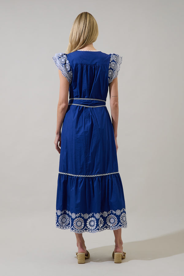 Sugarlips Siera Embroidered Ruffle Maxi Dress