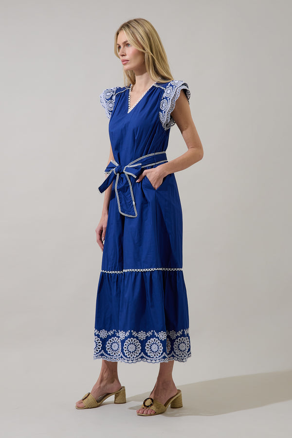 Sugarlips Siera Embroidered Ruffle Maxi Dress