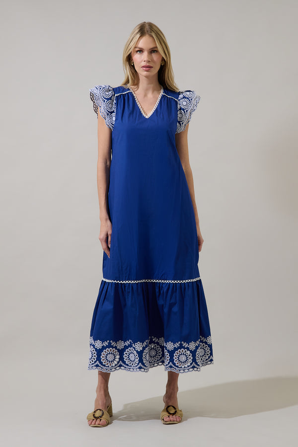 Sugarlips Siera Embroidered Ruffle Maxi Dress