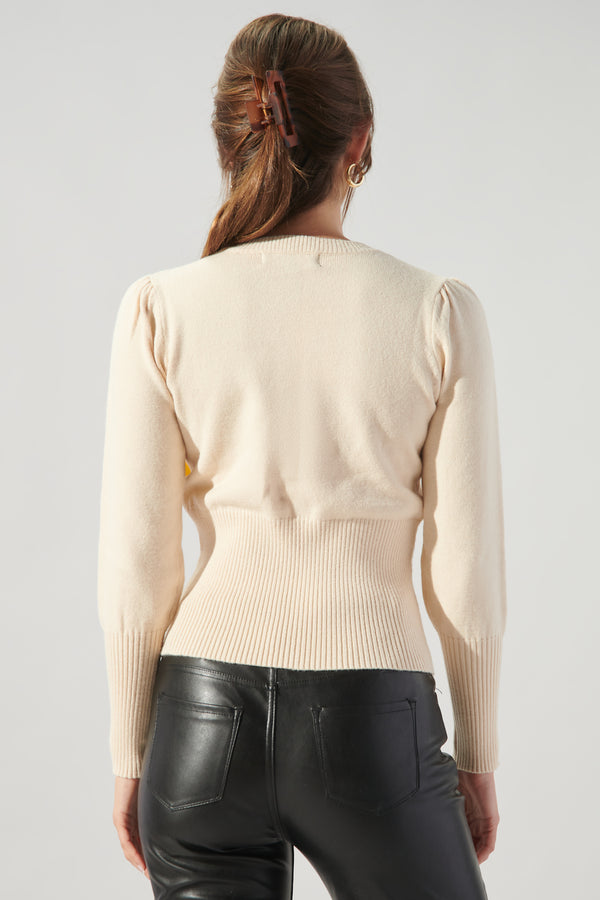 Sugarlips Sierra Puff Sleeve Ribbed Sweater
