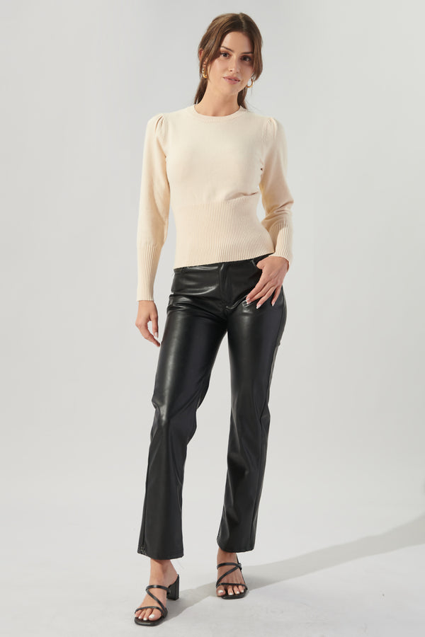 Sugarlips Sierra Puff Sleeve Ribbed Sweater