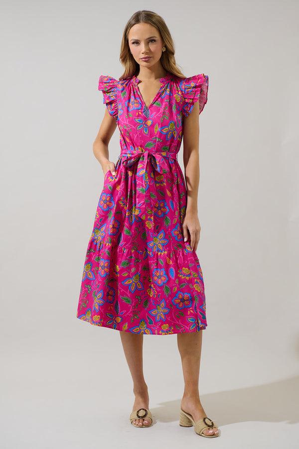 Sugarlips Signy Floral Sita Ruffle Midi Dress