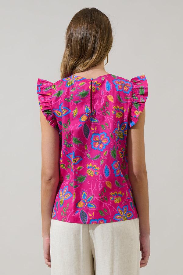 Sugarlips Signy Floral Tisha Smocked Ruffle Top