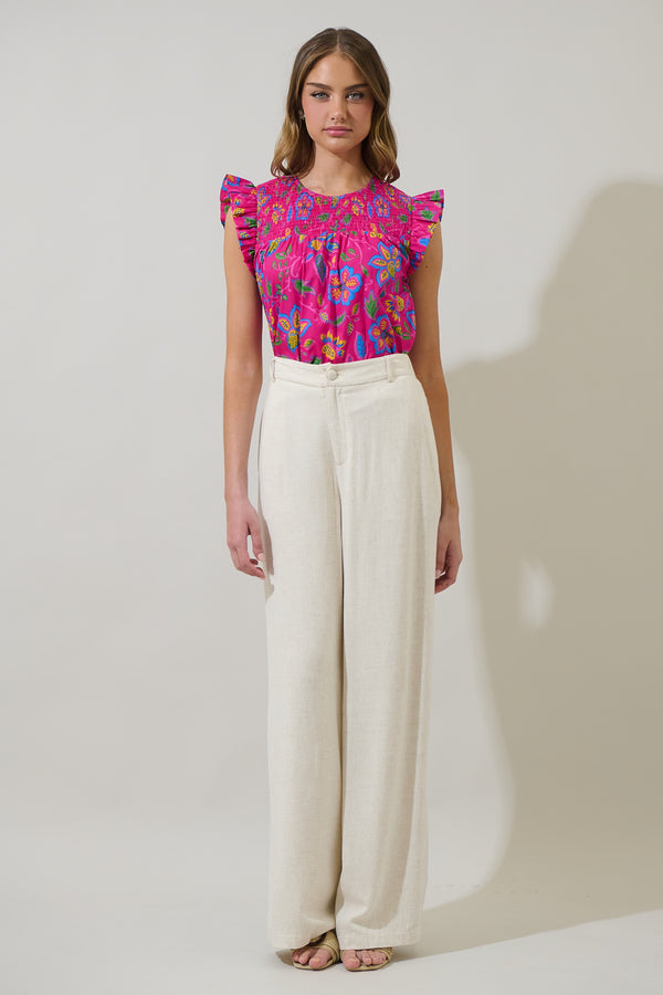Sugarlips Signy Floral Tisha Smocked Ruffle Top