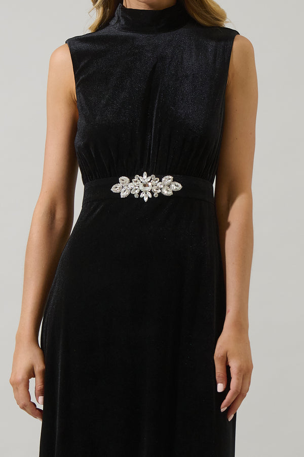 Sugarlips Silmara Velvet Mock Neck Maxi Dress