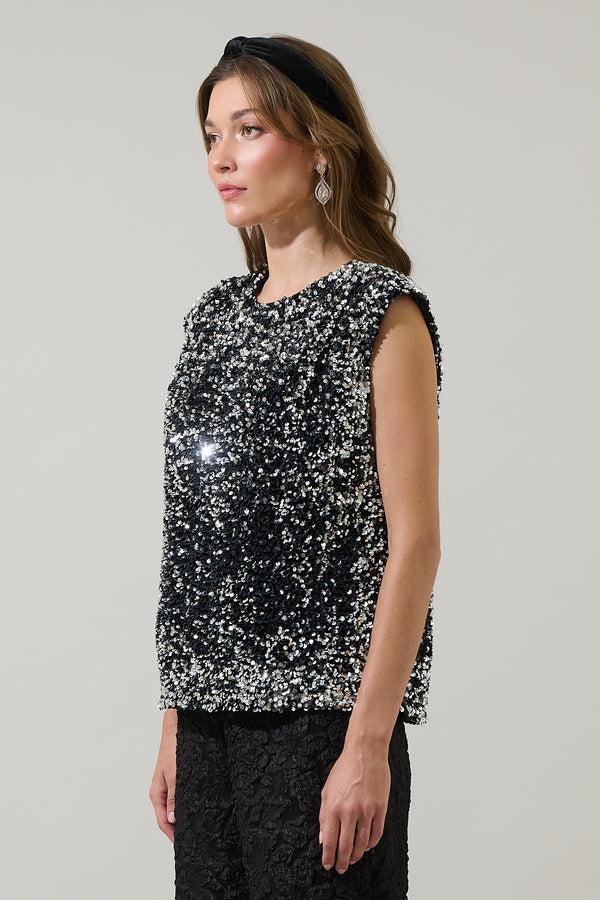 Sugarlips Silvy Sequin Sleeveless Blouse