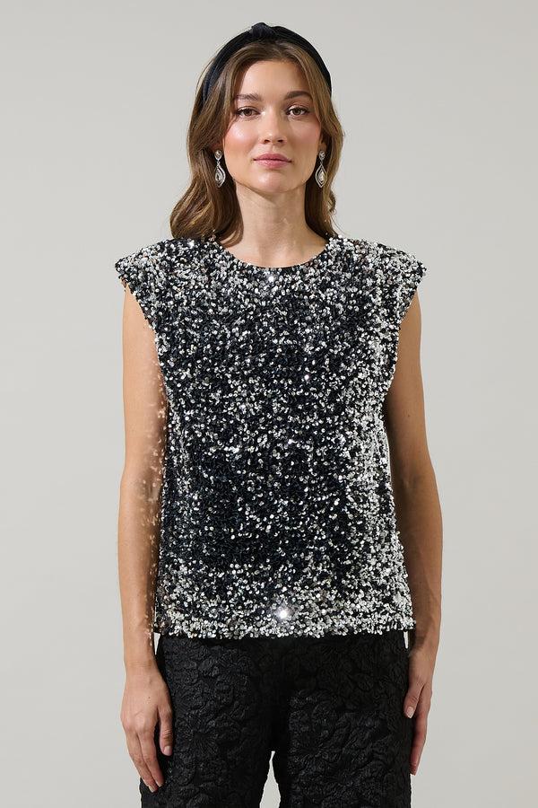 sugarlips Silvy Sequin Sleeveless Blouse
