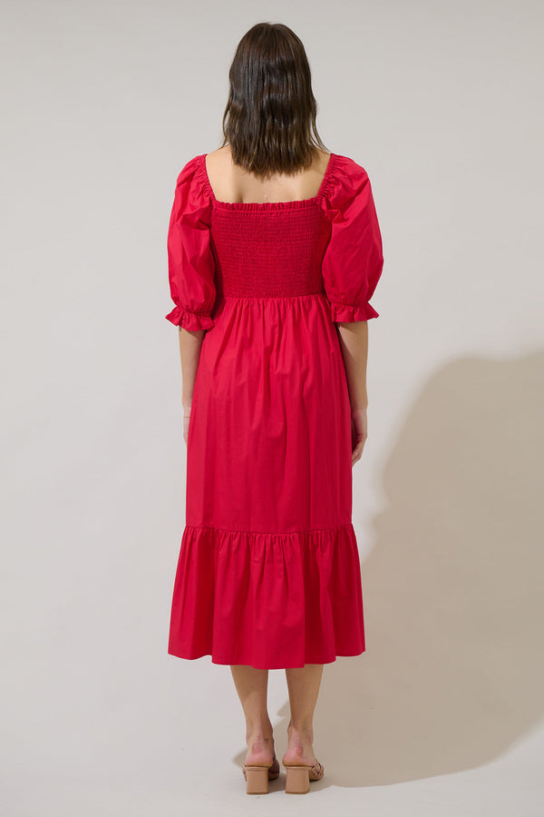 Sugarlips Simone Poplin Smocked Maxi Dress