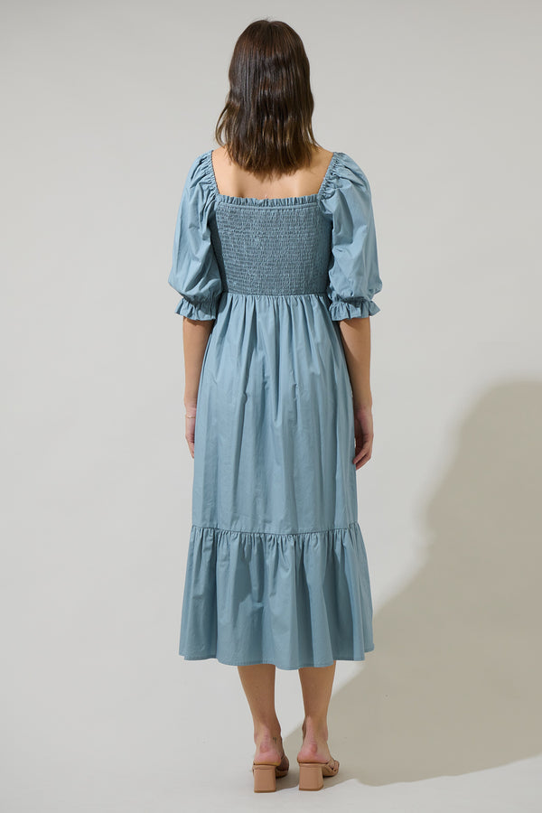 Sugarlips Simone Poplin Smocked Maxi Dress