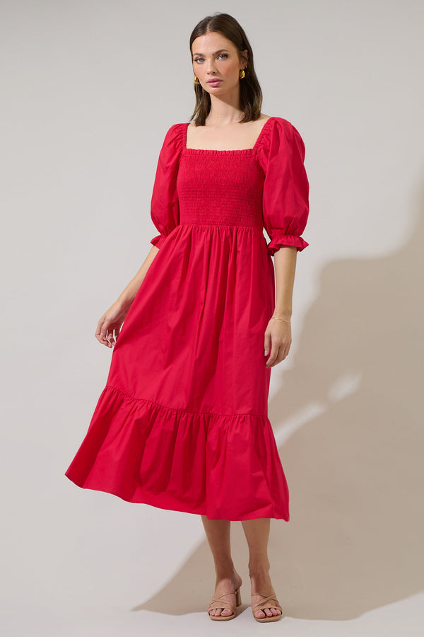 sugarlips Simone Poplin Smocked Maxi Dress