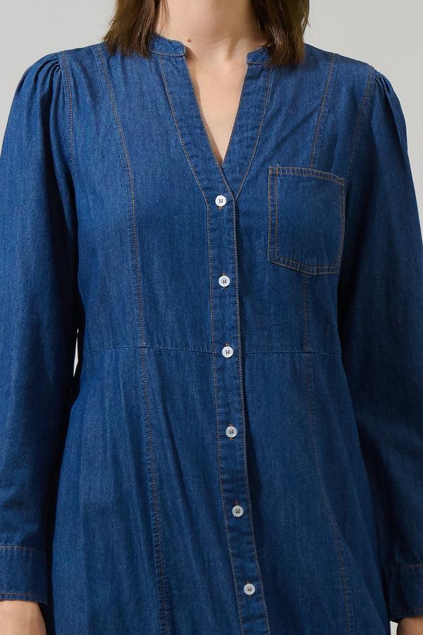 Sugarlips Skylah Denim Tiered Midi Dress