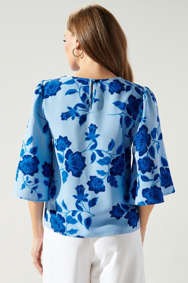 Sugarlips Skyline Floral Lital Flutter Sleeve Top
