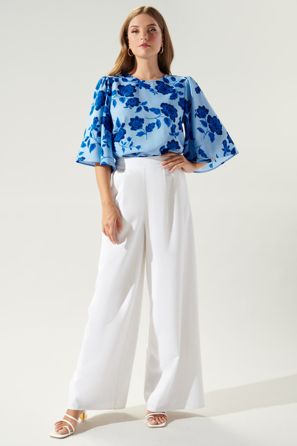 Sugarlips Skyline Floral Lital Flutter Sleeve Top