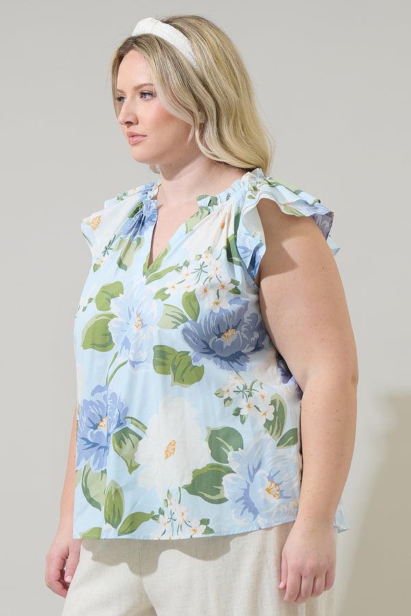 Sugarlips Sloane Floral Elsy Ruffle Top Curve