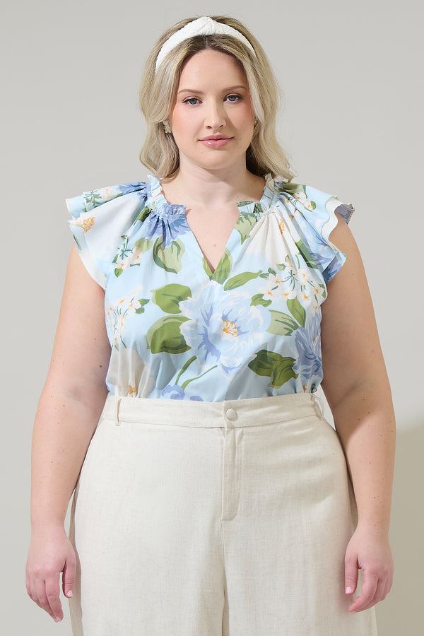 sugarlips Sloane Floral Elsy Ruffle Top Curve