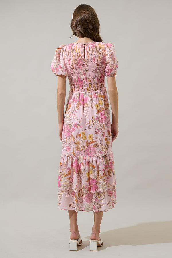 Sugarlips Solanda Floral Aruba Smocked Midi Dress