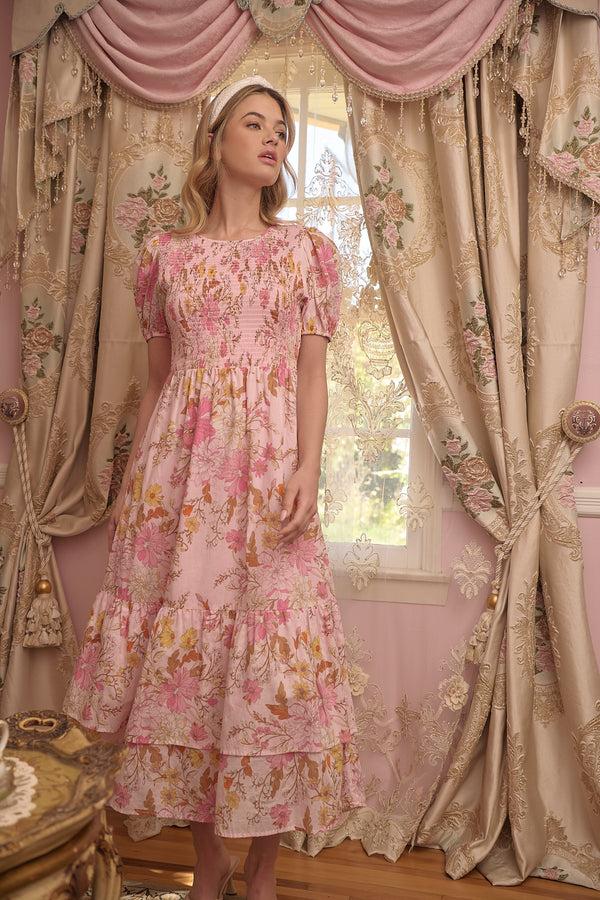 sugarlips Solanda Floral Aruba Smocked Midi Dress