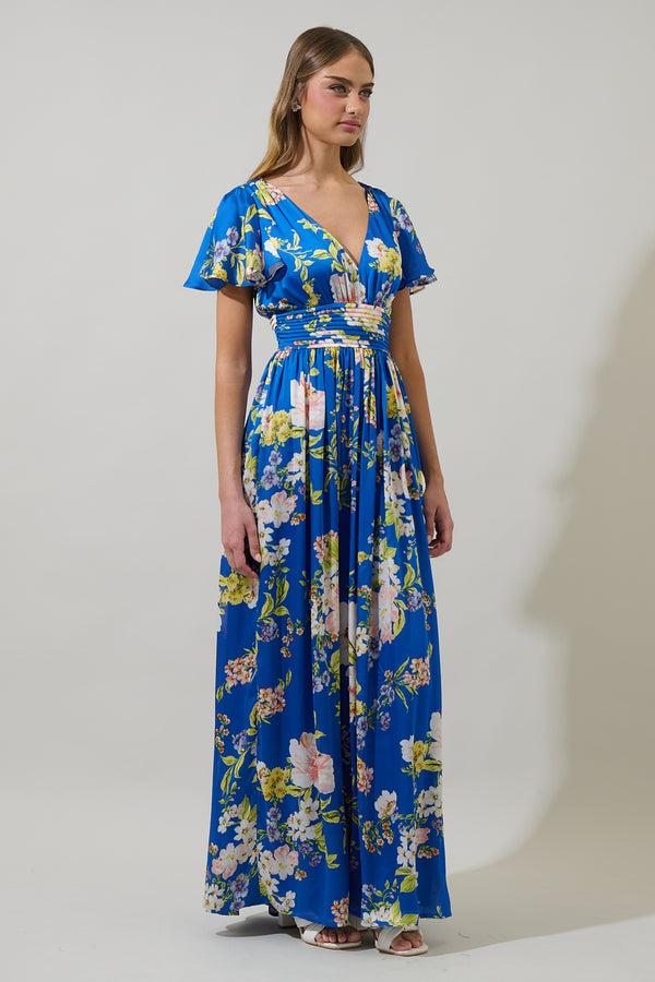 Sugarlips Solary Floral Eloray Pleated Maxi Dress