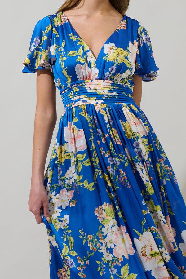 Sugarlips Solary Floral Eloray Pleated Maxi Dress