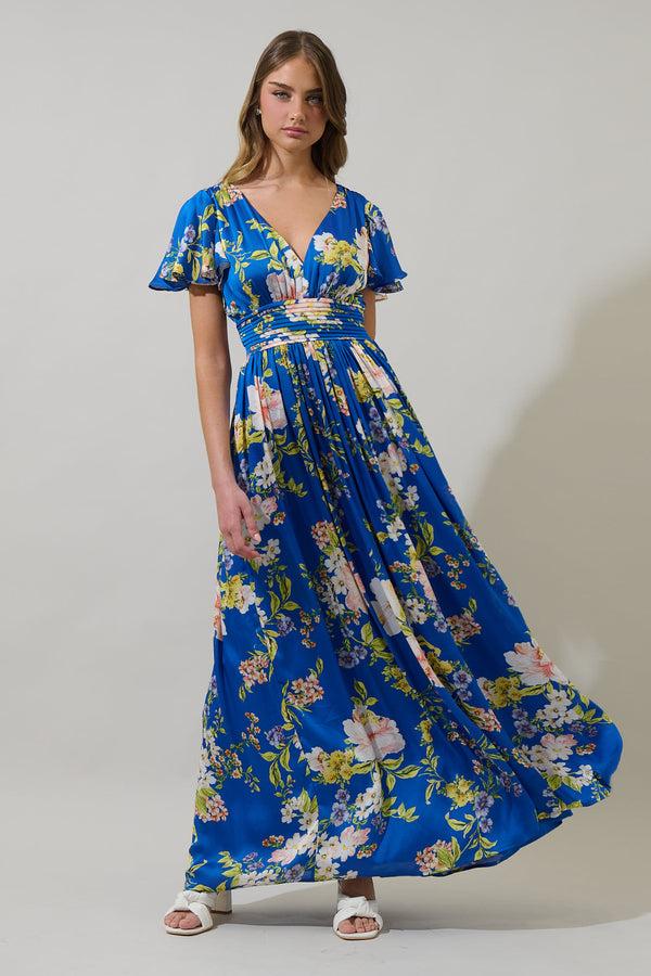 sugarlips Solary Floral Eloray Pleated Maxi Dress