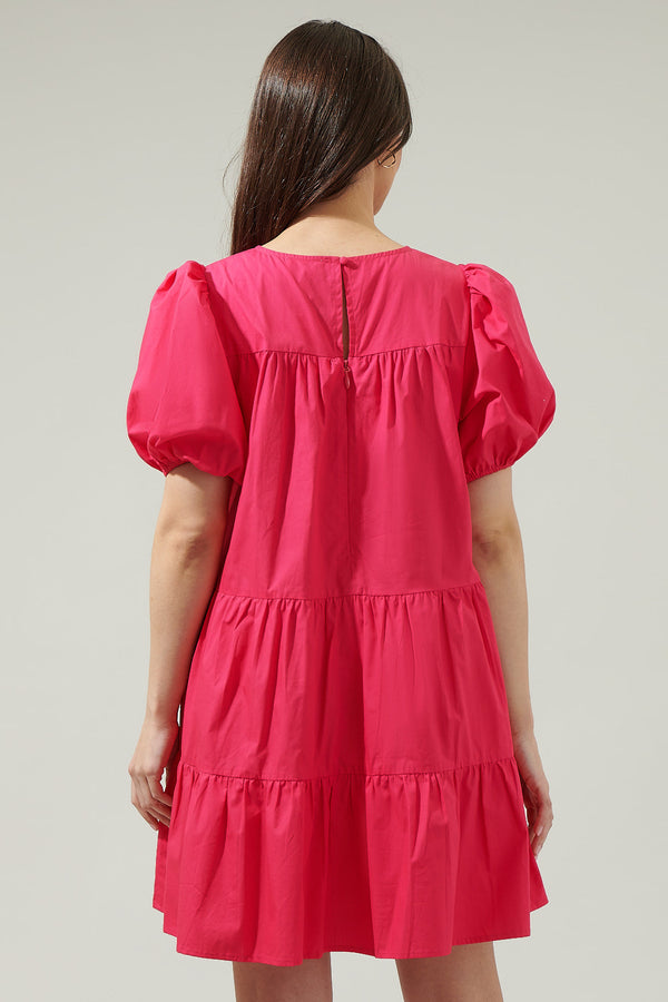 Sugarlips Soledad Puff Sleeve Tiered Mini Dress
