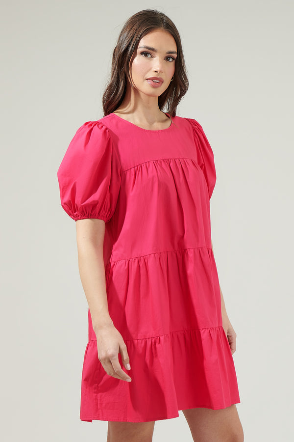Sugarlips Soledad Puff Sleeve Tiered Mini Dress