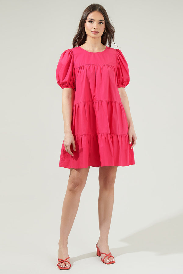 Sugarlips Soledad Puff Sleeve Tiered Mini Dress