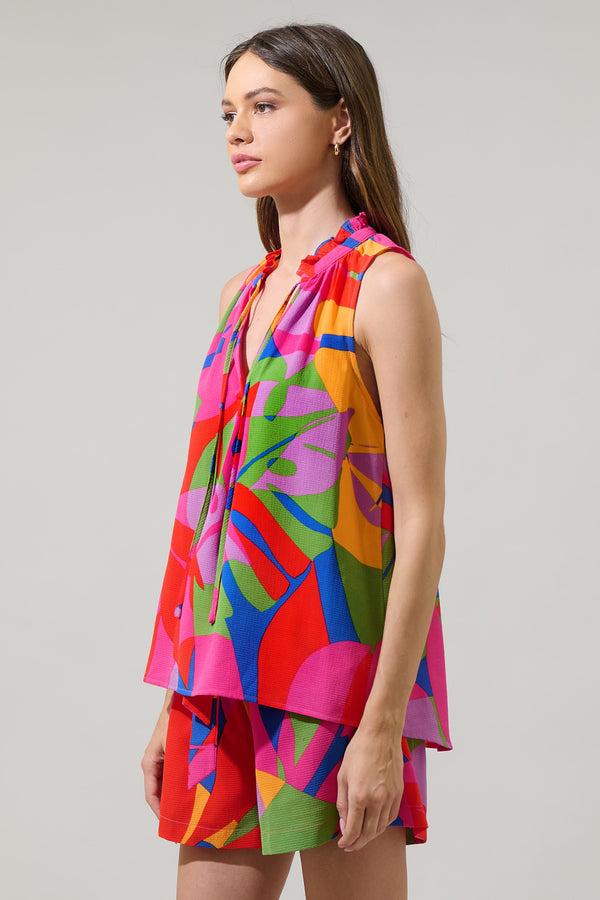 Sugarlips Soleil Abstract Miley Sleeveless Blouse