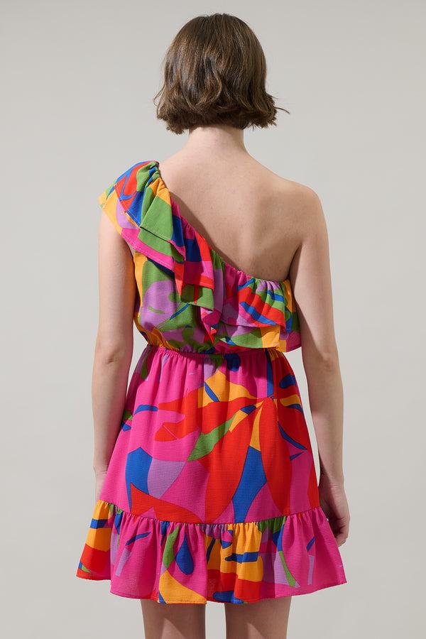 Sugarlips Soleil Abstract One Shoulder Mini Dress