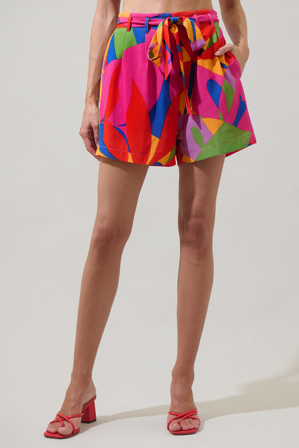 sugarlips Soleil Abstract Wave High Waisted Shorts