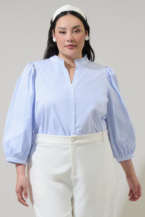 sugarlips Somer Striped Ima Button Up Top Curve