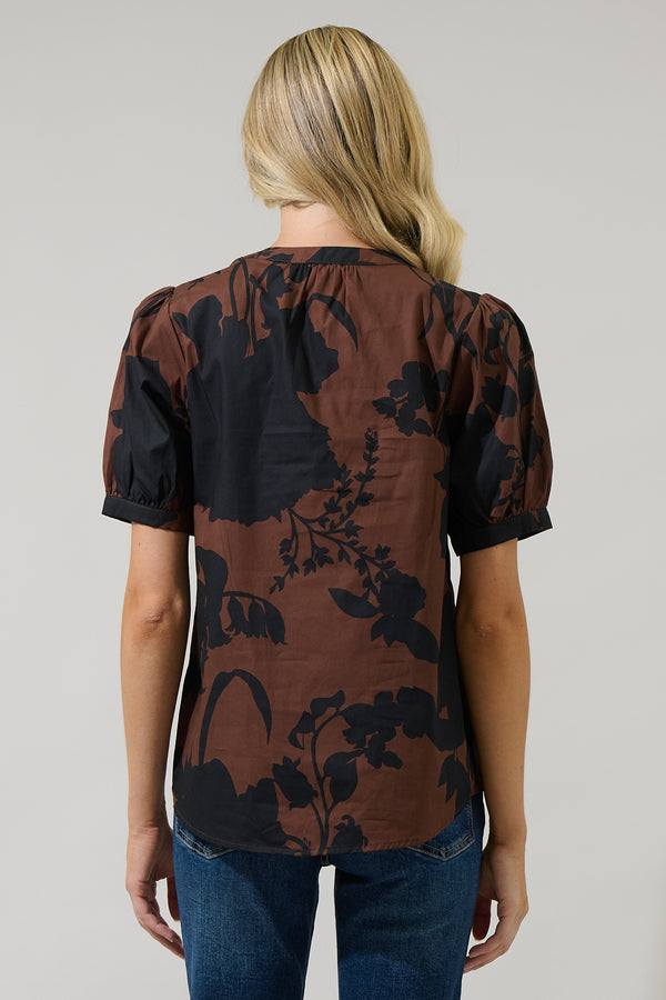 Sugarlips Somerton Floral Neli Split Neck Top