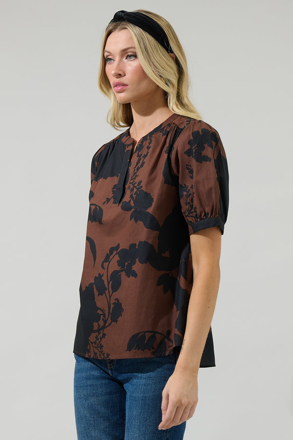 Sugarlips Somerton Floral Neli Split Neck Top