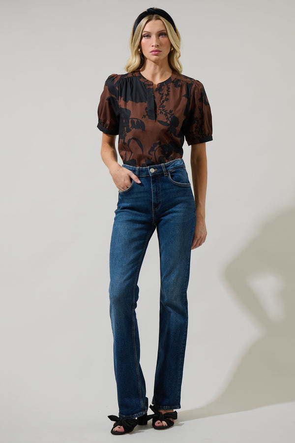 Sugarlips Somerton Floral Neli Split Neck Top