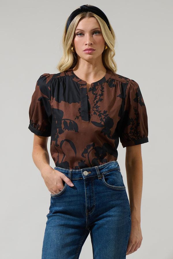 sugarlips Somerton Floral Neli Split Neck Top