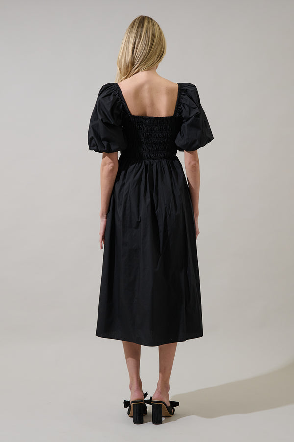 Sugarlips Sonia Bubble Sleeve Smocked Midi Dress
