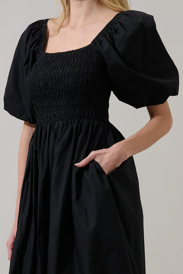 Sugarlips Sonia Bubble Sleeve Smocked Midi Dress