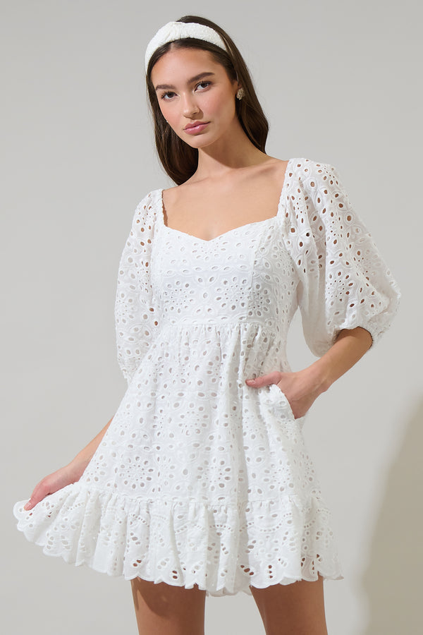 sugarlips Sophy Eyelet Evy Sweetheart Mini Dress