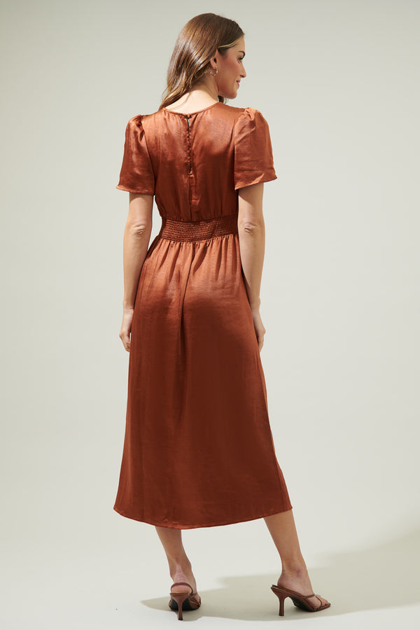 Sugarlips Spice Satin Bloom Midi Dress