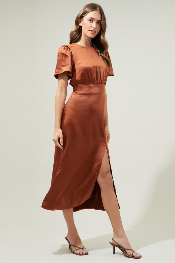 Sugarlips Spice Satin Bloom Midi Dress