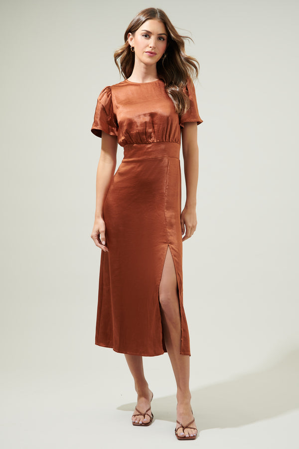 sugarlips Spice Satin Bloom Midi Dress