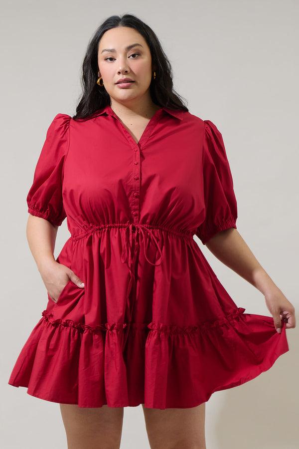 sugarlips Stacie Button Down Mini Dress Curve