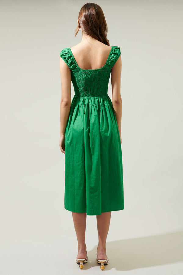 Sugarlips Stasia Yoke Smocked Midi Dress