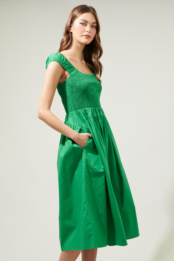 Sugarlips Stasia Yoke Smocked Midi Dress