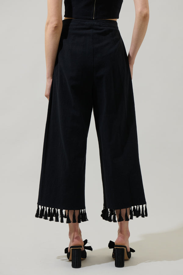 Sugarlips Stay Extra Tassel Trim Wide Leg Pants