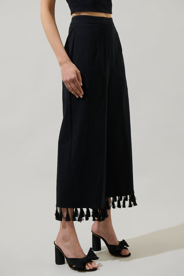 Sugarlips Stay Extra Tassel Trim Wide Leg Pants